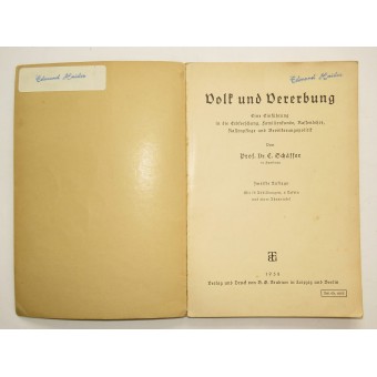 3-й Рейх - брошюра Народ и наследование Volk und Vererbung. Espenlaub militaria